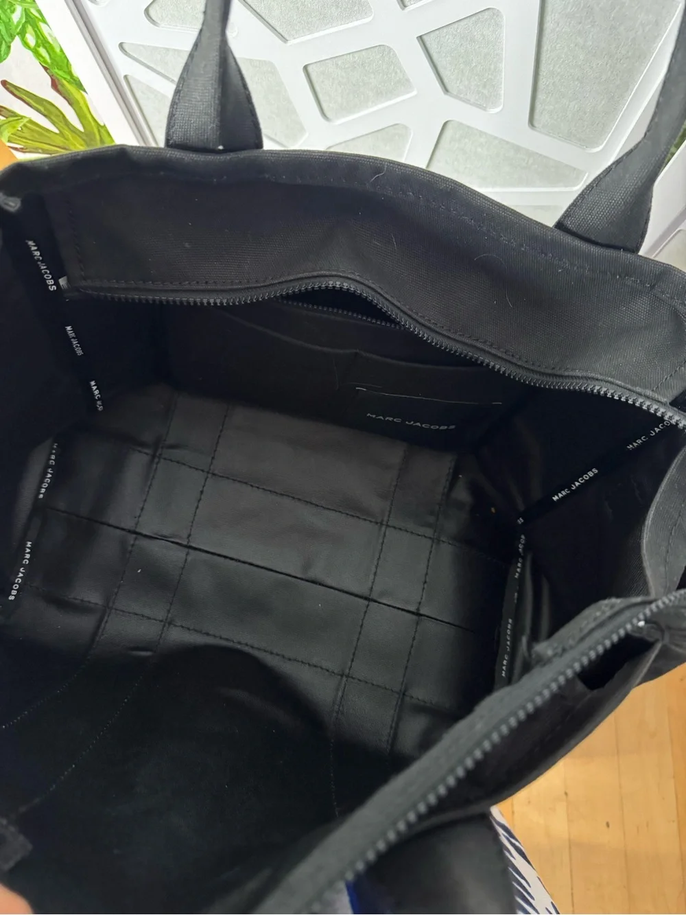 Marc Jacobs Black Canvas 'The Tote Bag' with White Logo